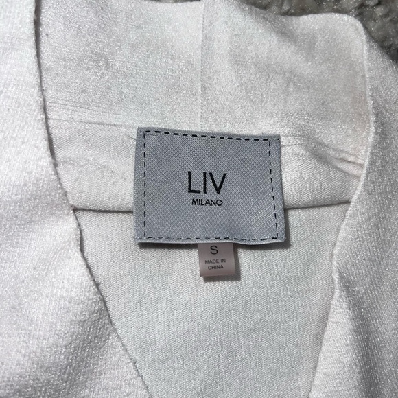 LIV Milano White Open Cardigan Rhinestone Sleeve Sweater - Picture 3 of 9